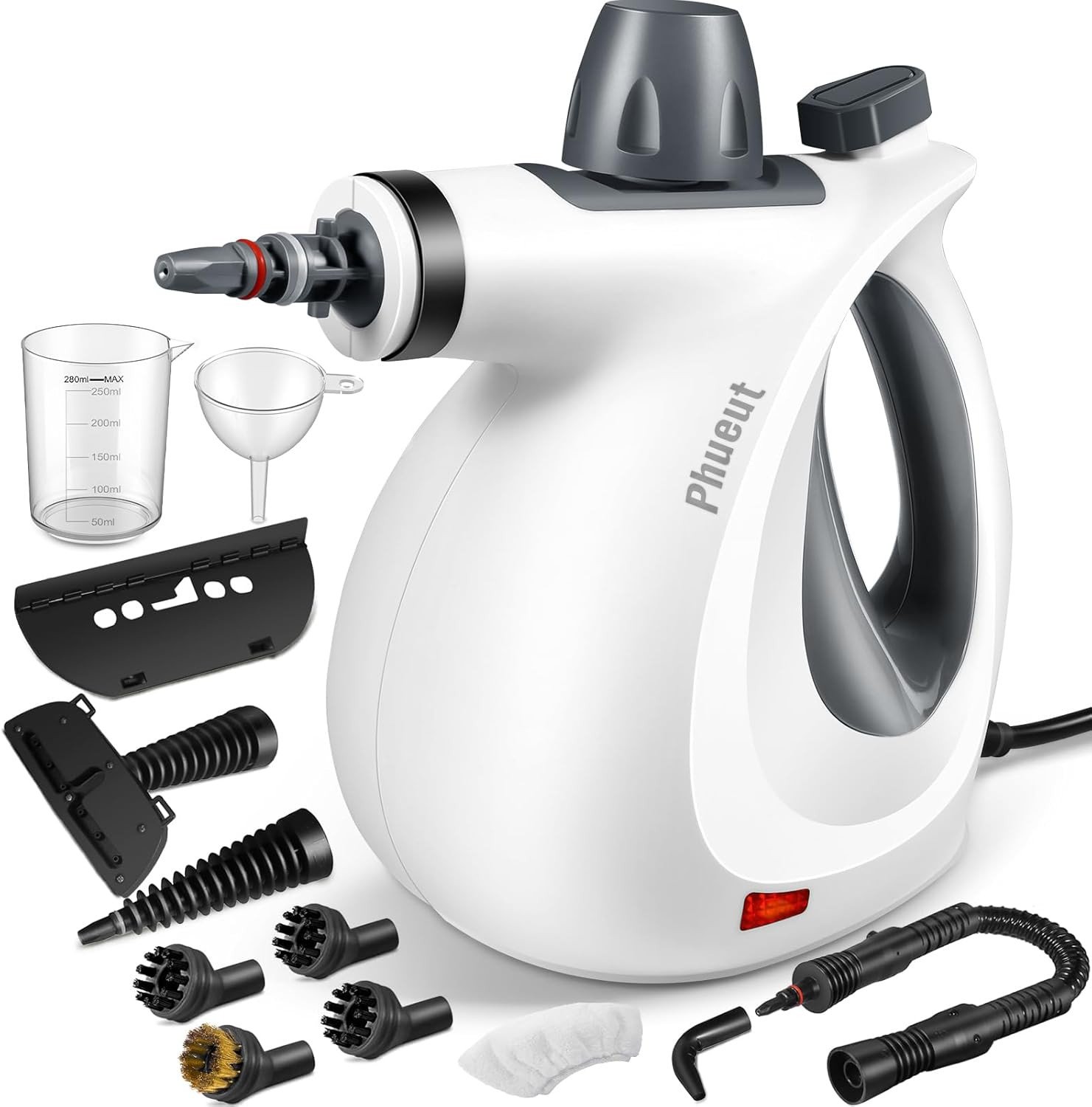 Phueut Handheld Steam Cleaner: 12-Pc Multi-Surface Natural Steamer for Home & Car